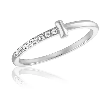 Stacks Half Cubic Zirconia "T" Ring