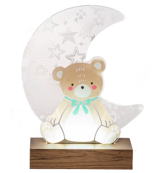 ME191656 Ganz LED Light Up Bear w/Moon Figurine