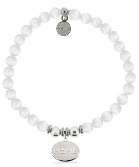 T. Jazelle Home Heart Charm with White Cats Eye Bracelet