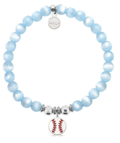T. Jazelle Baseball Charm with Blue Selenite Bracelet