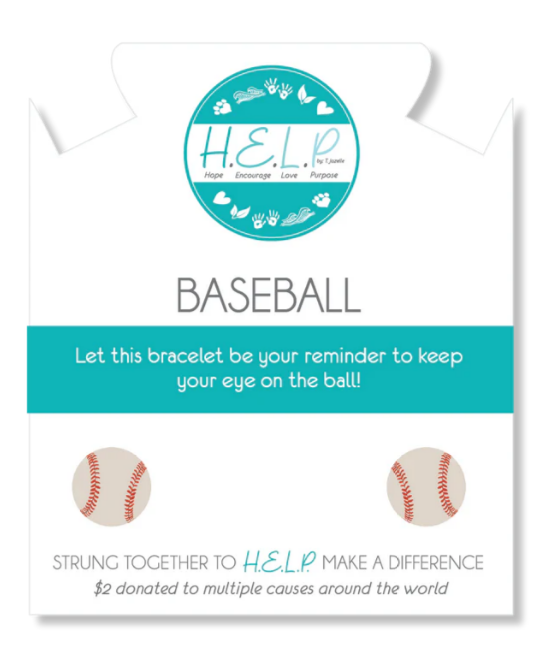 T. Jazelle Baseball Charm with Blue Selenite Bracelet