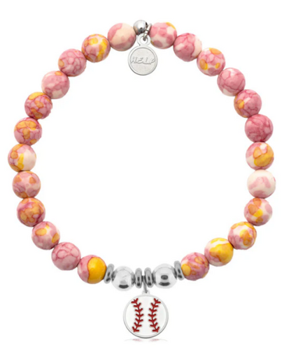 T. Jazelle Baseball Charm with Lemonade Jade Bracelet