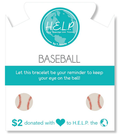T. Jazelle Baseball Charm with Lemonade Jade Bracelet