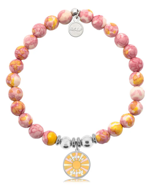 T. Jazelle Choose Happy Charm with Lemonade Jade Bracelet