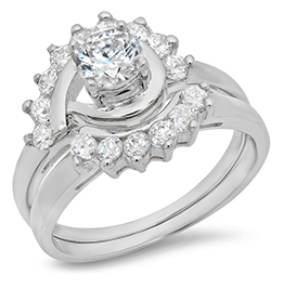Sterling Silver Cubic Zirconia Ladies Bridal Set