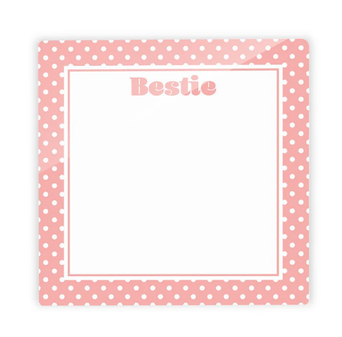 Glass Dry Erase Tile - Pink Polka Dots Bestie