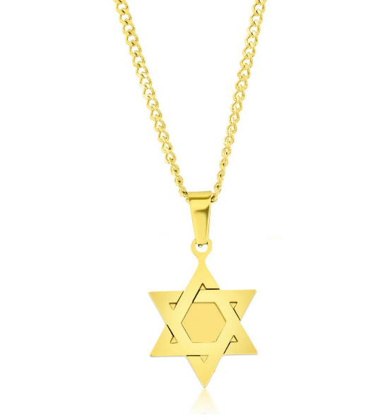 Stainless Steel Gold Tone Star of David Necklace