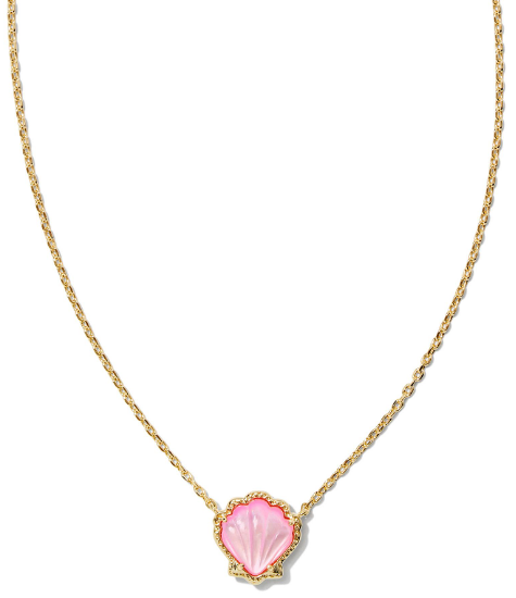 Kendra Scott Gold Tone Brynne Shell Short Pendant Necklace in Blush Ivory Mother of Pearl