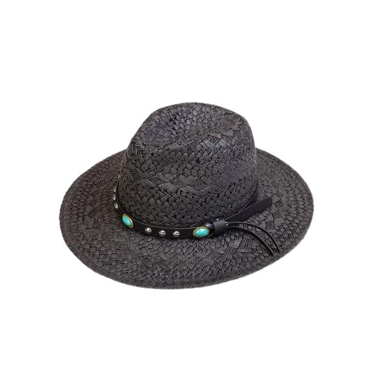 Harley Fedora with Leather - Black