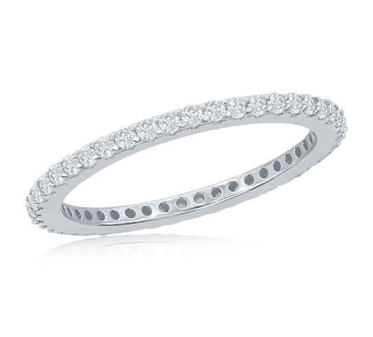 Sterling Silver Cubic Zirconia Eternity 1.5mm Band Ring
