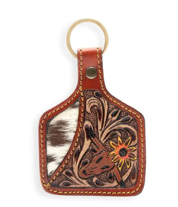 Steerhead Pass Hand-Tooled Leather Key Fob