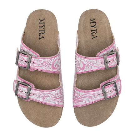 Blossom Glimmer Hand Tooled Sandals