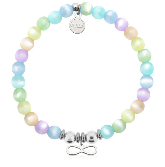 T. Jazelle Infinity Charm with Multi Selenite Charity Bracelet