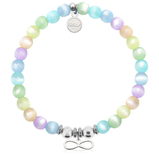 T. Jazelle Infinity Charm with Multi Selenite Charity Bracelet