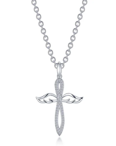 Lafonn Angel Wings Cross Necklace - .74CTW