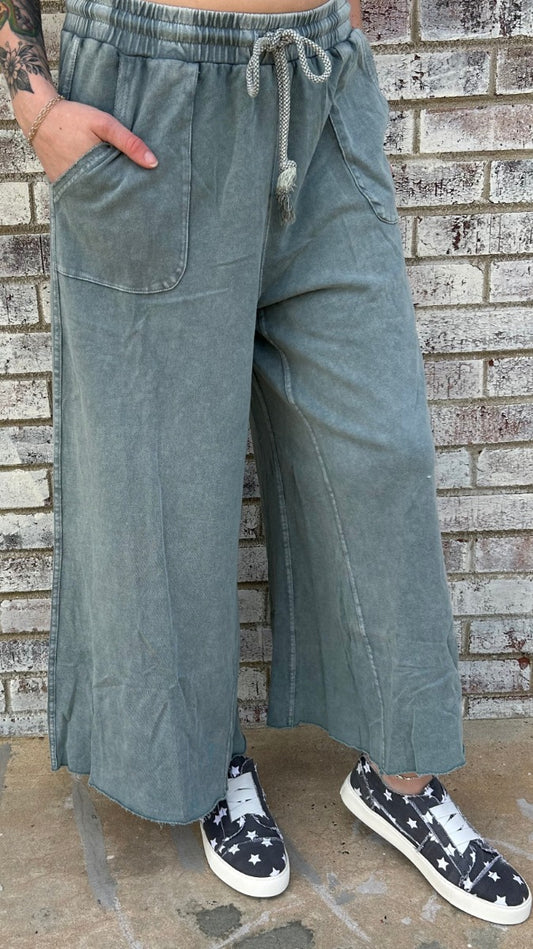 Open Minded Flare Bottoms - Faded Teal