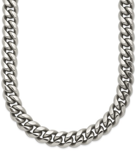 Stainless Steel 8mm Polished Curb Necklace - 24"