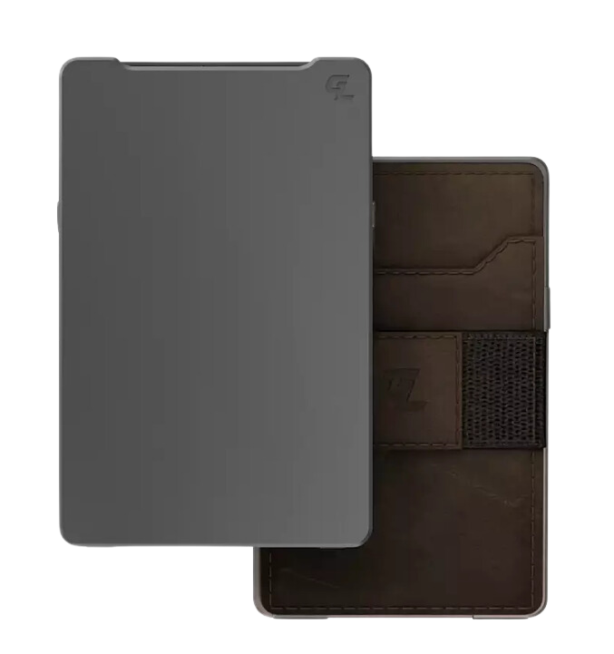 Groove Life Wallet Gun Metal with Brown Leather