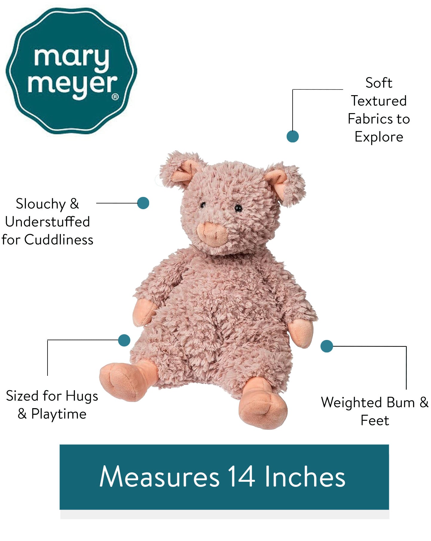 55401 Mary Meyer Snuggables Pig – 14″
