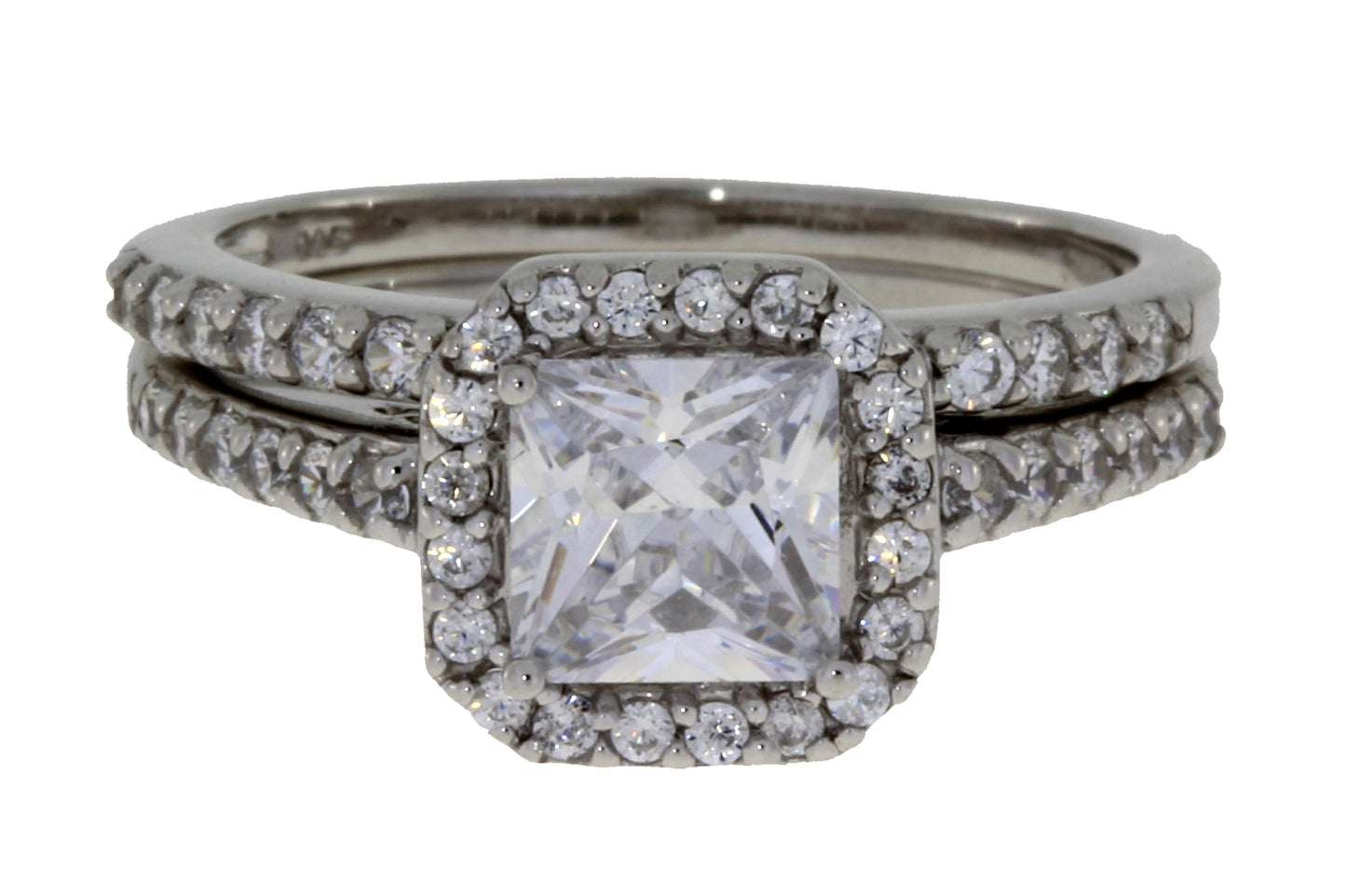 Sterling Silver Cubic Zirconia Princess-Cut Engagement Set