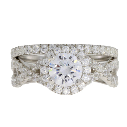 Sterling Silver Round Engagment Set