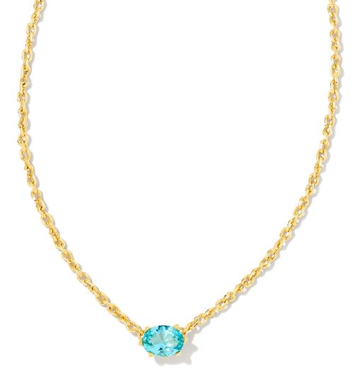 9608803551 Kendra Scott Cailin Pendant Necklace in Gold Aqua Crystal