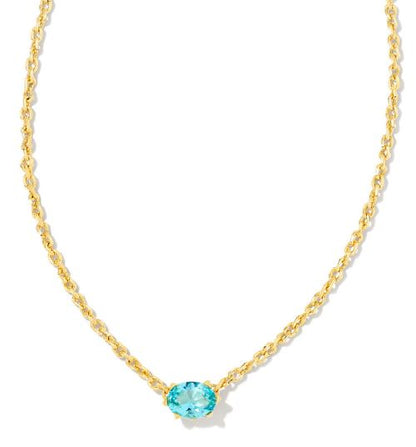 9608803551 Kendra Scott Cailin Pendant Necklace in Gold Aqua Crystal