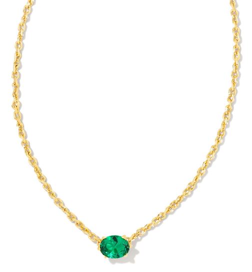 Kendra Scott Gold Cailin Crystal Necklace in Green Crystal
