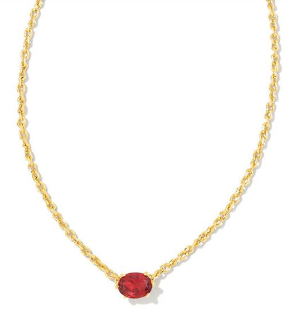 9608803554 Kendra Scott Cailin Pendant Necklace Burgundy in Gold