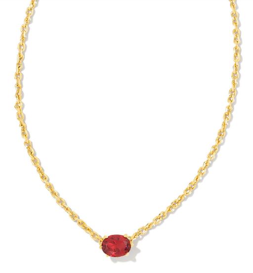 9608803554 Kendra Scott Cailin Pendant Necklace Burgundy in Gold