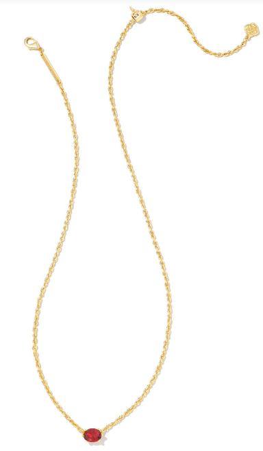 9608803554 Kendra Scott Cailin Pendant Necklace Burgundy in Gold