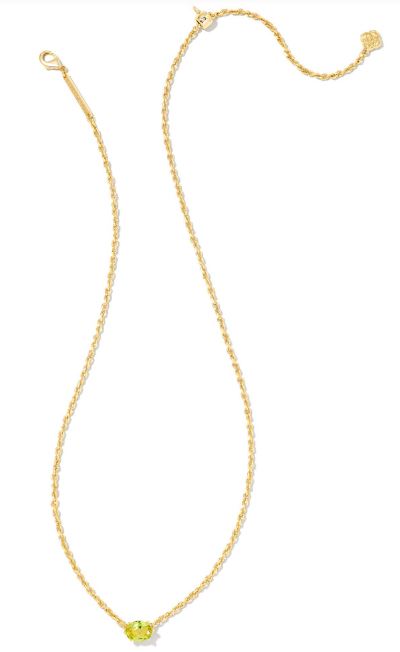 Kendra Scott Gold Tone Cailin Crystal Necklace - Green Peridot Crystal