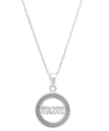Sterling Silver Sandblast Mom Necklace