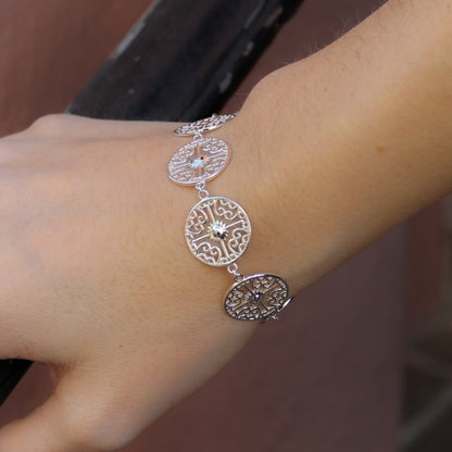 722 DER B332 Southern Gates Sterling Silver Ornamental Maya Bracelet 0