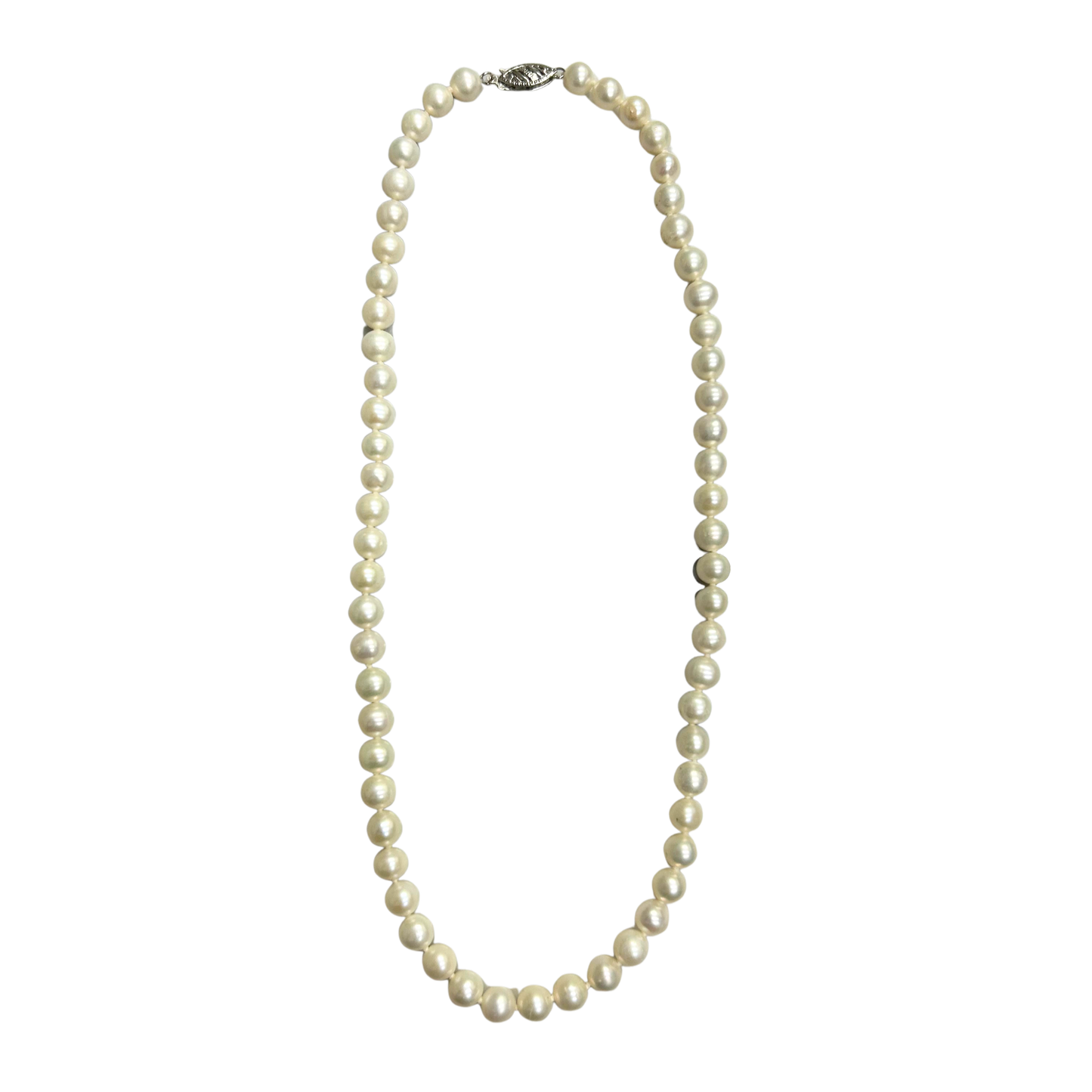 14K White Gold 6X5.5MM Freshwater Pearl Necklace - 16"