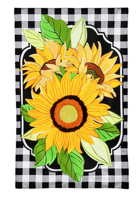 Sunflowers & Checks Linen Garden Flag