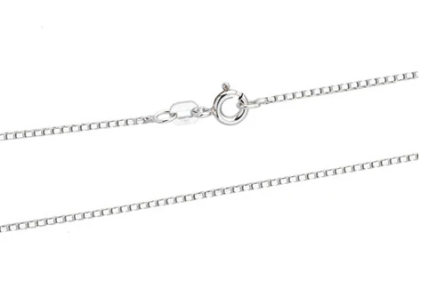 Sterling Silver Rhodium .8mm Box Chain - 18"