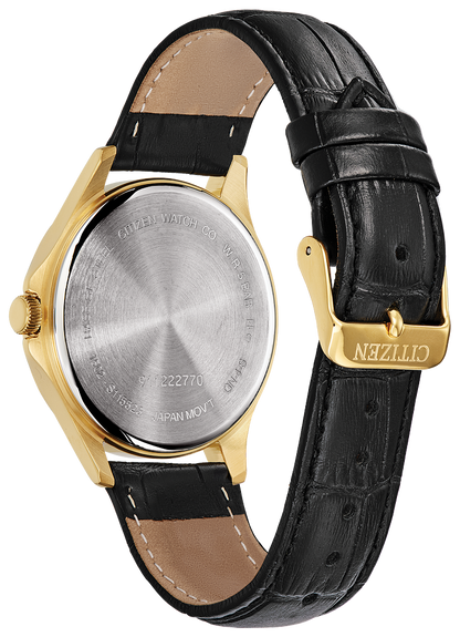 Men's Citizen Quartz Gold Tone Watch with Leather Strap