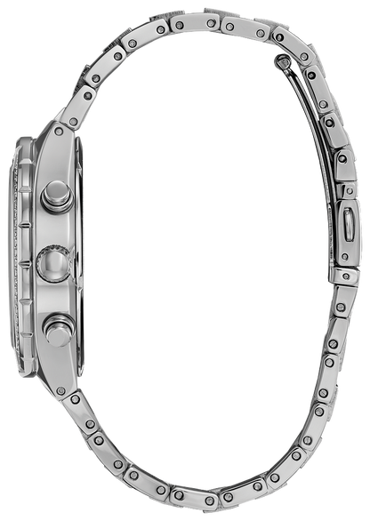 Mens Silver-Tone Crystal Eco-Drive Citizen Watch