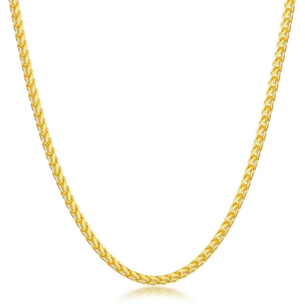 Sterling Silver Gold Plated 2.3mm Franco Chain - 22"