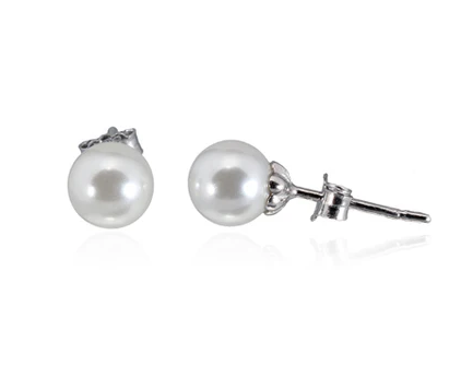 Sterling Silver 8mm Pearl Stud Earrings
