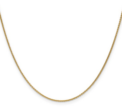 10K Yellow Gold 1mm Diamond Cut Cable Chain - 18"