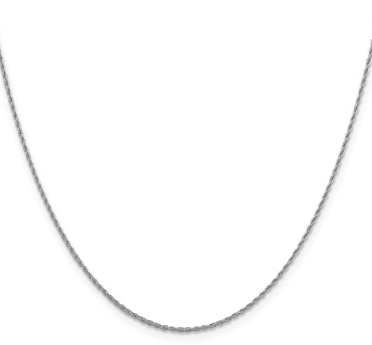 10K White Gold 1.2mm Loose Rope Chain - 20"
