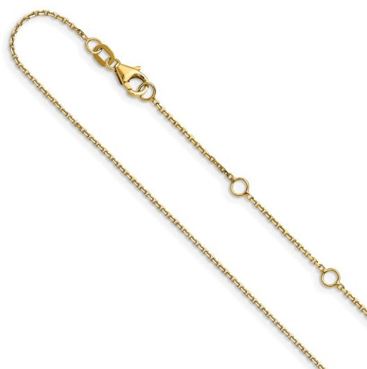 5385-16+2 10K Yellow Gold .8mm Diamond Cut Round Cable Chain - 18" 0