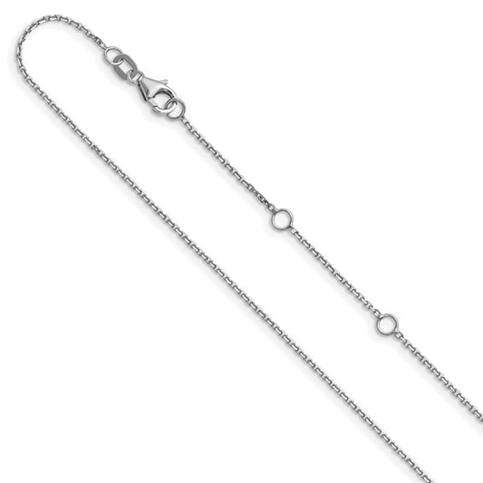 10K White Gold .95mm Round Adjustable Cable Chain - 16+2"