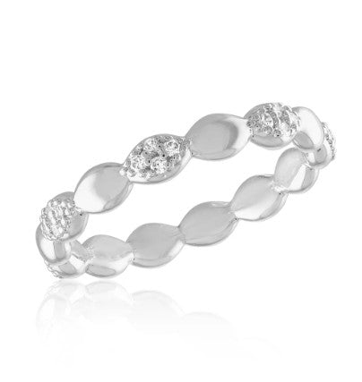 STK81 Stacks Endless Cubic Zirconia Studded Oval Silver Ring