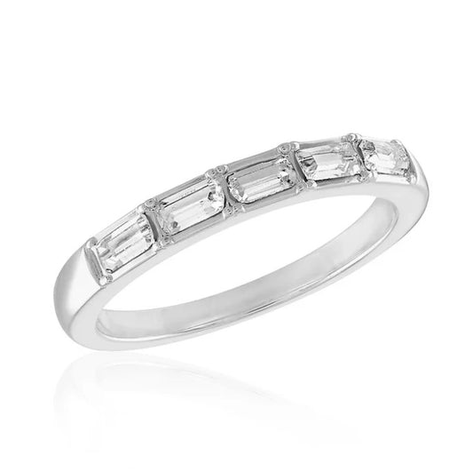 STK84 Stacks Cubic Zirconia Baguette Silver Ring