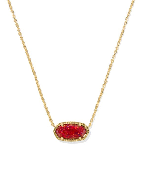 9608802375 Kendra Scott Elisa Necklace in Gold Red Kyocera Opal