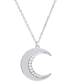 Sterling Silver Cubic Zirconia Moon Necklace
