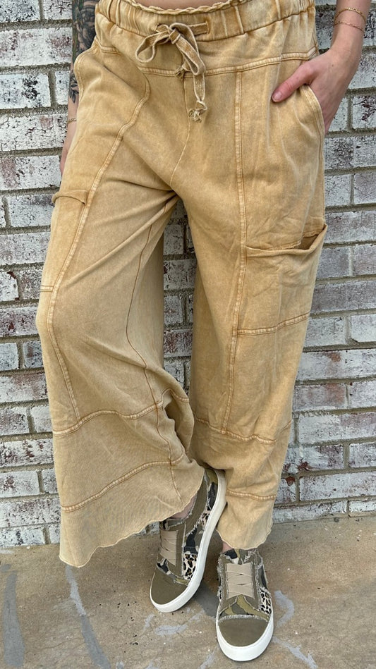 Plus Size Trendy Tales Wide Leg Pants - Camel